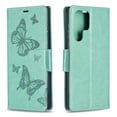 thumbnail image 4 of Allytech Wallet Case for Samsung Galaxy S24 Ultra, [2 Card Slots] [Cash Pocket] Kickstand PU Leather [Butterflies Embossed Pattern] Case, Magnetic Clasp Shockproof Protective Stylish Shell, Green, 4 of 6
