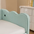 thumbnail image 6 of Twin Gingham Daybed with Trundle & USB Port, Linen Fabric Wave Shaped Sofa Bed, No Box Spring Required,Cyan, 6 of 13