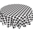 thumbnail image 1 of Round Tablecloth 60 Inch, White Black Buffalo Check Plaid Round Table Cover Waterproof Tabletop Cover Fabric Table Cover for Buffet Table, Parties, Holiday Dinner, Wedding, 1 of 8