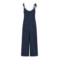 thumbnail image 7 of Women's Summer Oversize Jumpsuits Adjustable Spaghetti Strap Round Neck Casual Loose Boho Polka Dot Print Wide Leg Romper Navy,XL, 7 of 7