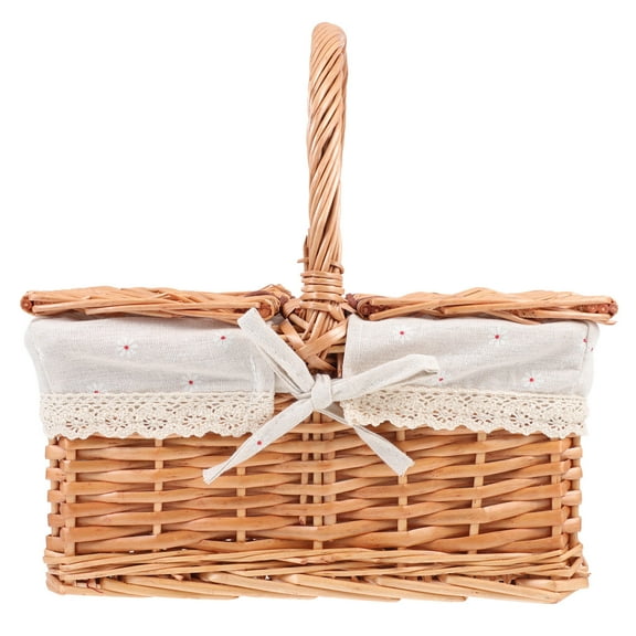 Small Wicker Basket with Handle for Outdoor Picnic, Ergonomic Design, Lightweight and Storage Basket
