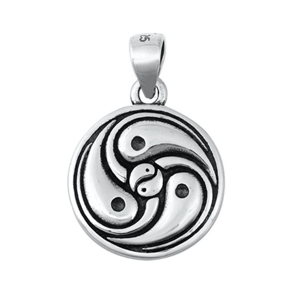 Sterling Silver Yin Yang Medallion Pendant Fertility Oxidized Round Charm Jewelry Female Unisex