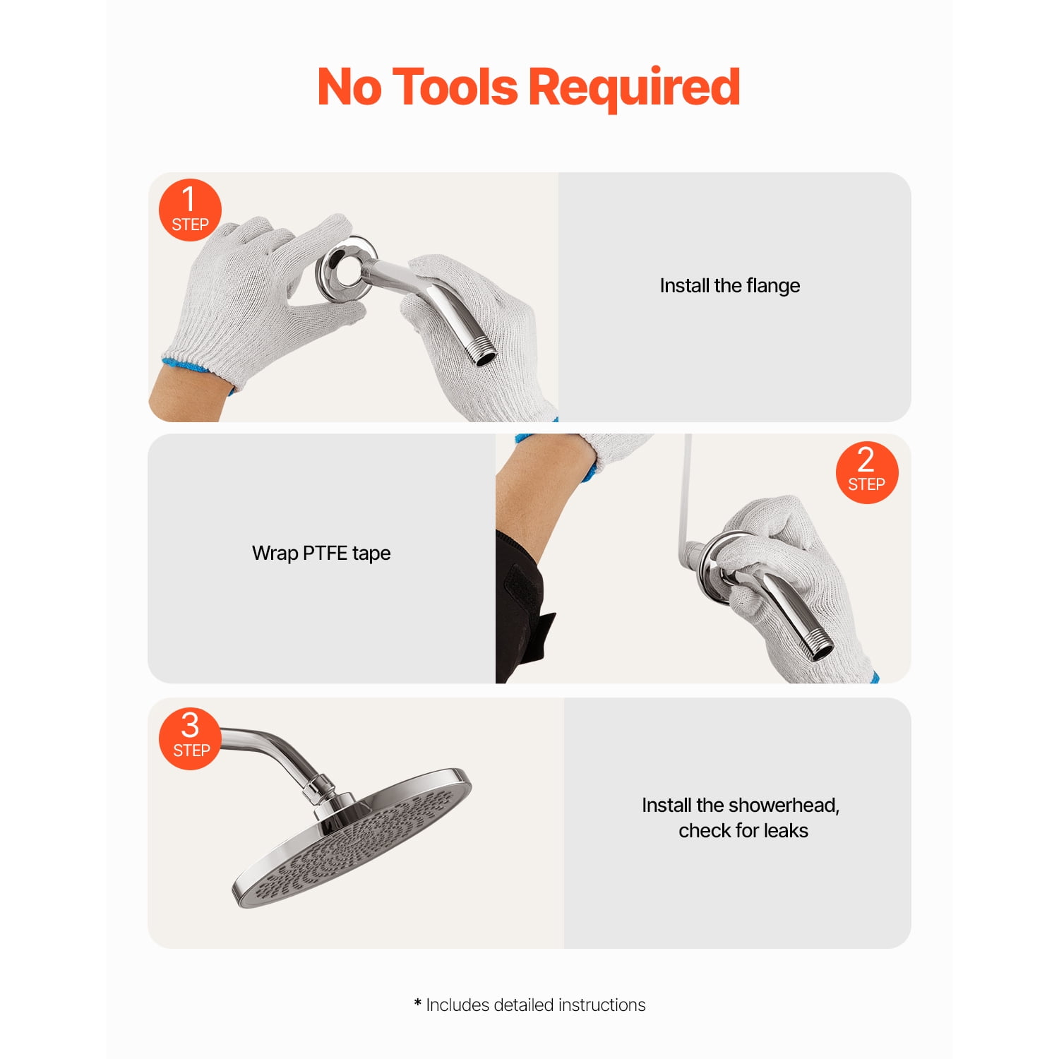 KFFKFF 6-Inch Wall-Mounted Shower Arm with Flange, Stainless Steel Extension, Chrome Finish, Includes PTFE Tape, G1/2 Universal Thread Connector for Fixed and Handheld Showerheads