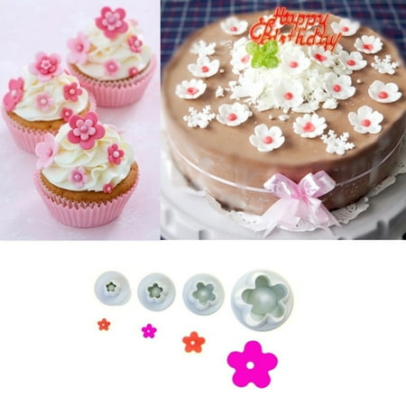 

SPRING PARK 4Pcs/Set Plum Flower Cutter cake decorating mold plunger fondant baking tool