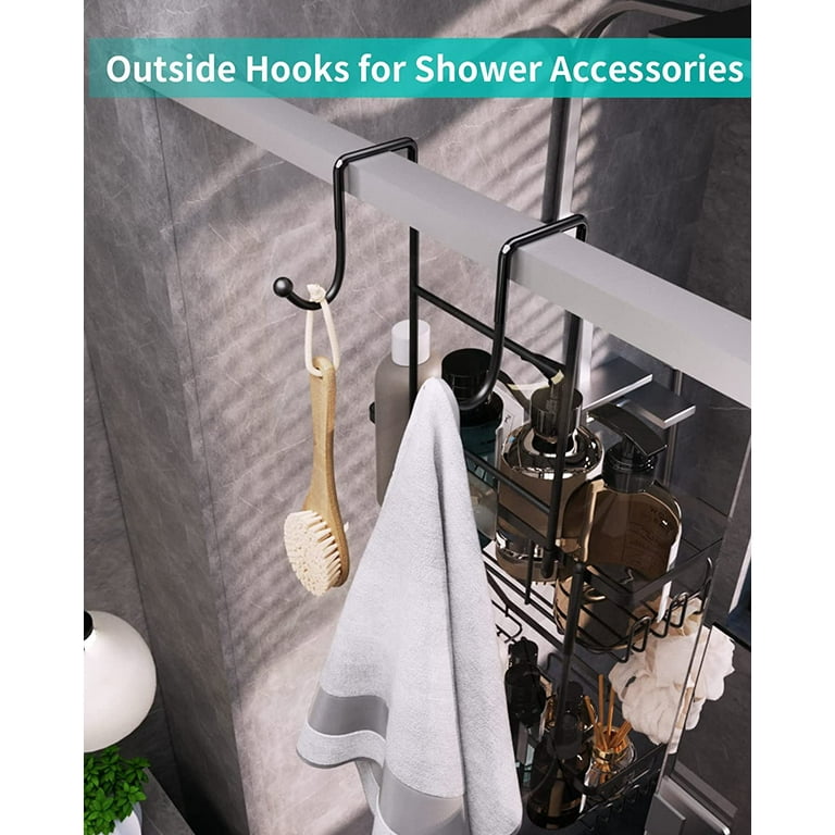 HapiRm Shower Caddy over Shower Head, Rustproof & Waterproof Hanging Shower  Caddy with Soap Holder & 4 Hooks, No Drilling Hanging Shower Organizer for  Bathroom - Black