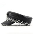 thumbnail image 6 of Hsqqdc Unisex Metal Rivet Studded Captain Hat PU Leather Flat Peaked Sailor Navy Cap, 6 of 7