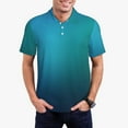 thumbnail image 5 of Yiaed Blue to turquoisePrint Men's Short Sleeve Polo Shirt,Golf Polo for Men Three-Button Golf Shirt Athletic Casual Collared T-Shirt- Medium, 5 of 7