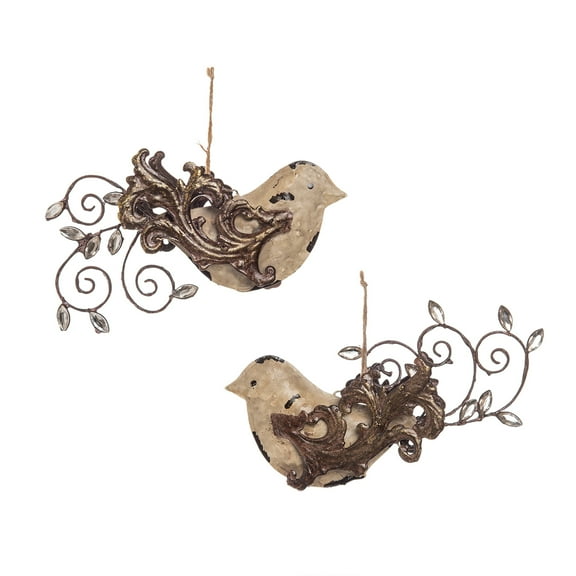 Scrollwork Bird Holiday Christmas Xmas Ornament Metal Plastic A/2