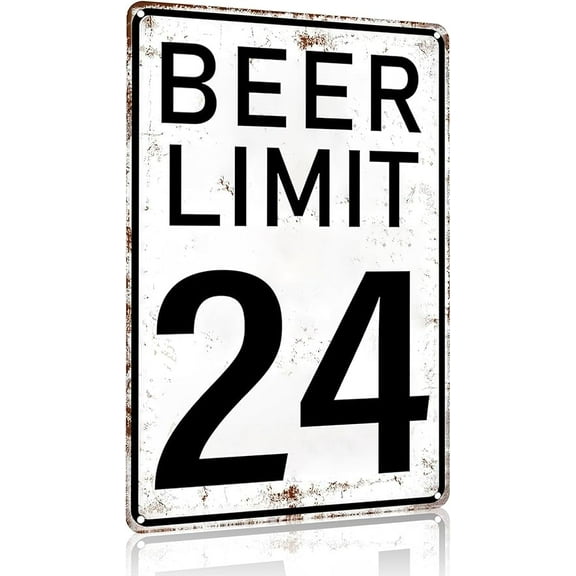 8 x 12 in Metal Tin Sign - Bar Accessories Vintage Beer Limit 24 Tin Sign for Home Bar Man Cave Garage Basement Decor