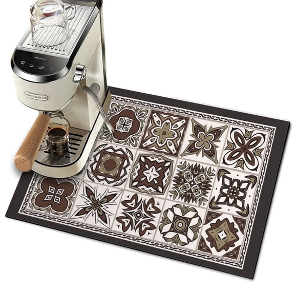 Dish Drying Mat for Kitchen Counter Accessories Absorbent Coffee Mat,24"x16" Coffee Bar Mat,Vintage Wood Grain Coffee Maker Mat,Hide Stain Easy Clean Espresso Machine Mat
