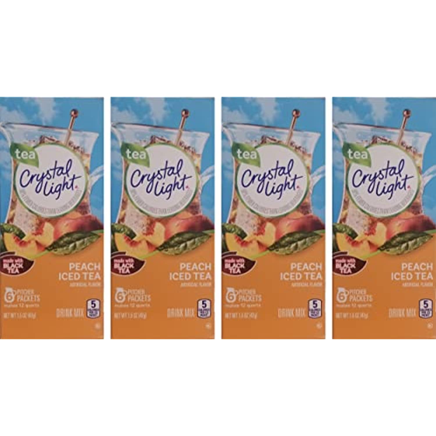 Crystal Light Peach Tea Drink Mix (12-Quart), 1.5 Ounce (Pack Of 4)