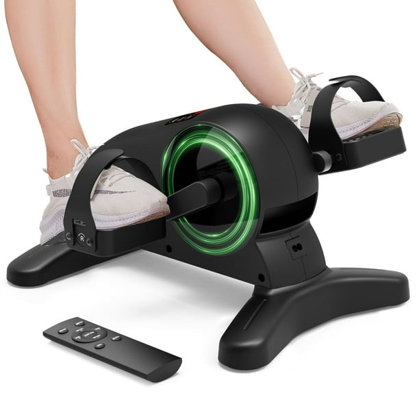 UPGO Mini Under Desk Ejercicio Bike,Electric Pedal Ejercitador Ciclo de Pierna/brazo para Personas Mayores, Fisioterapia, con Control Remoto