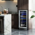 thumbnail image 4 of Gymax 15 Inch Beverage Cooler Refrigerator 100 Can Built-in Freestanding Beverage, 4 of 10