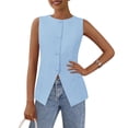 thumbnail image 1 of Chaleco PRETTYGARDEN sin mangas con botones azul claro XXL, 1 of 8