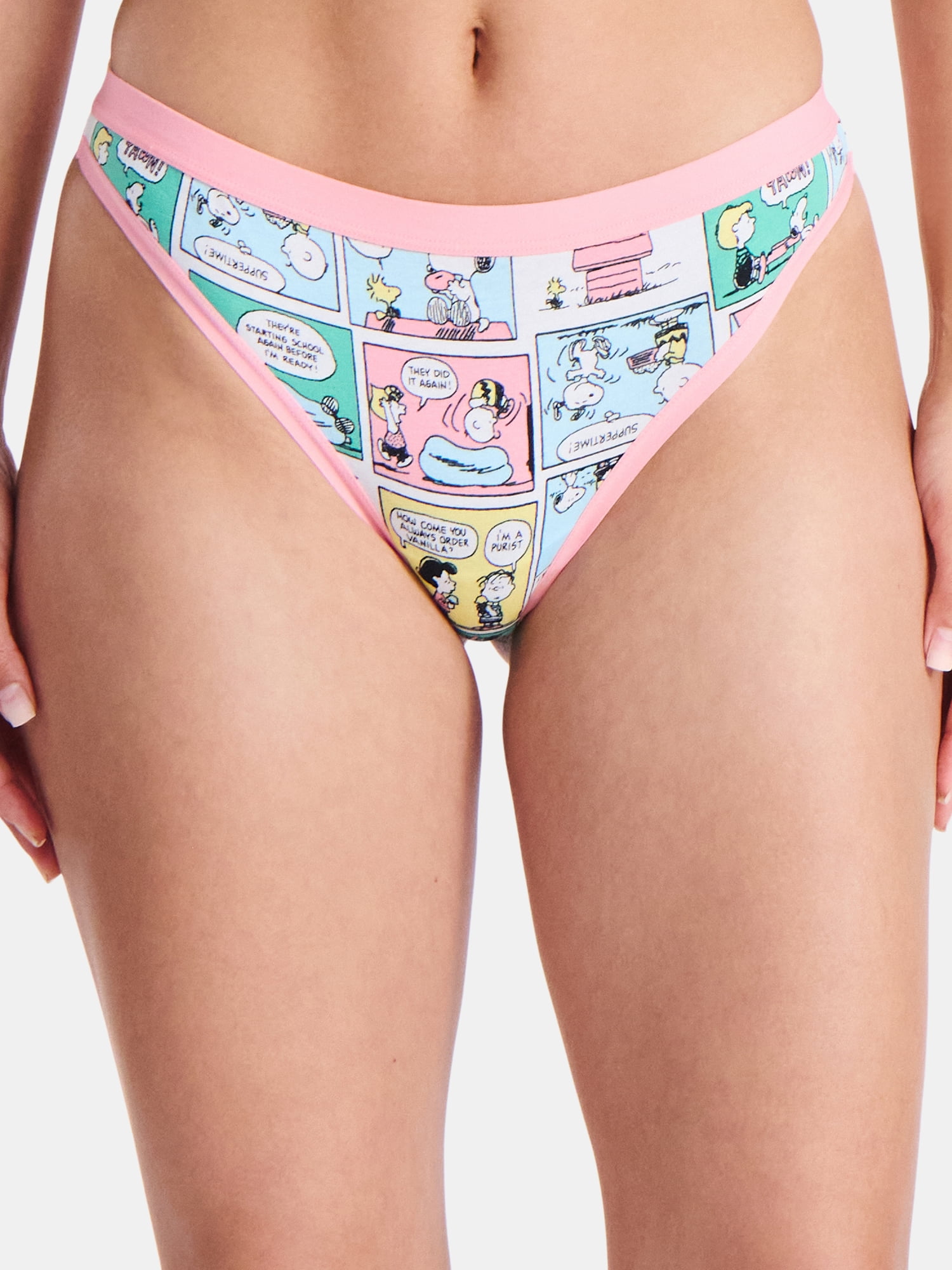Peanuts Women's Thong Panties, 3-Pack, Sizes S-XXL