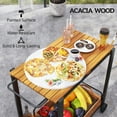 thumbnail image 5 of Outsunny Acacia Wood Outdoor Bar Cart with Wheels, Rolling 2-Tier Coffee & Drink Cart with 3 Bottle Holders, Outdoor Serving Cart for Patio, Teak, 5 of 9