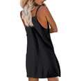 thumbnail image 5 of Athletic Dress Womens Sresses Summer Sleeveless Spaghetti Straps Simple Solid Color dress with shorts underneath womens athletic dress Summer Dresses 01-Black XL, 5 of 5