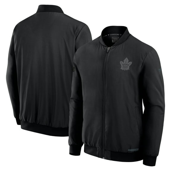 Men's Fanatics Black Toronto Maple Leafs Authentic Pro Road Full-Zip Bomber Jacket