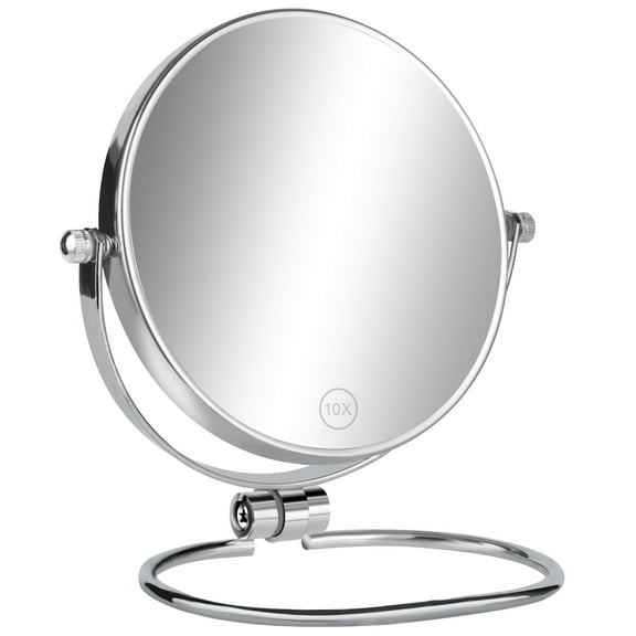Umirokin 6" Foldable Handheld Face Mirror with 10x Magnification, Metal Floor Mirror