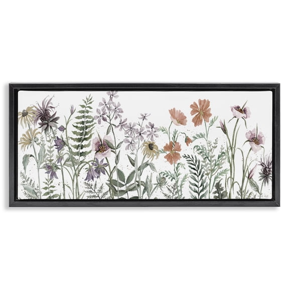Stupell Industries French Country Lush Summer Botanicals Black Floating Frame Canvas Art, 25 x 11, by Cindy Jacobs