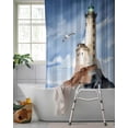 thumbnail image 2 of Split Shower Curtain for Transfer Bench, Beach Lighthouse Fabric Shower Curtains for Bathroom, Coastal Ocean Sky Birds Oil Painting Tub Sliding Transfer Bench Waterproof Bath Curtains 72"x96", 2 of 9
