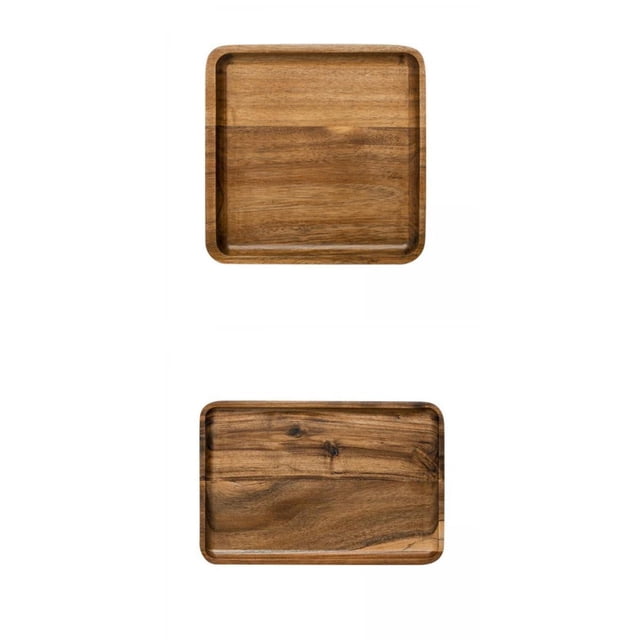 2x Bandeja de Desayuno Forma Rectangular Cuadrada Rústica con Borde Relieve Macarena Bandeja de servir
