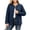 07-Navy, variant on Women's Quilted Jacket Collarless Button Front with Pockets Long Sleeve for Fall Winter