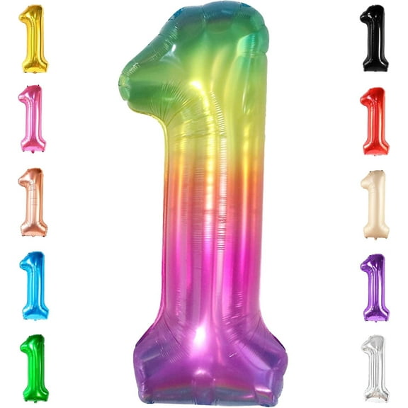 KatchOn, Giant, Jelly Number 1 Balloons - 40 Inch | Tie Dye Balloons | Neon Number Balloons, Rainbow 1st Birthday Decorations Girl