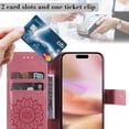 thumbnail image 6 of Allytechgroup for iPhone 16 Case Wallet, Sunflower Embossed PU Leather Flip Cover Stand Hand Strap Shockproof Stylish Cards Slots Phone Case for iPhone 16, Pink, 6 of 7