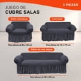 thumbnail image 2 of LABBA Fundas Elásticas para Sillones con Olanes, Juego de 3 Piezas, para Sofá Individual/Love Seat/Tres Plazas Color Gris Oscuro, 2 of 5