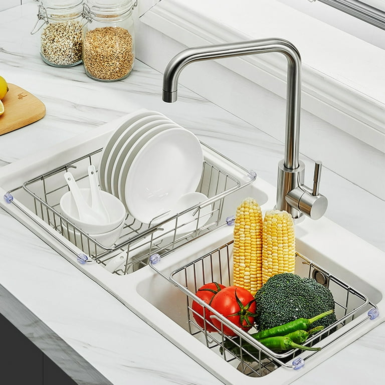 Expandable Dish Drying Rack Kitchen Stainless Steel Sink Dish Rack Over Sink Dish Rack Shelf