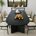 thumbnail image 3 of Brix 79"x33.5" Soild Wood Dining Table Oval Kitchen Table, Black, 3 of 7
