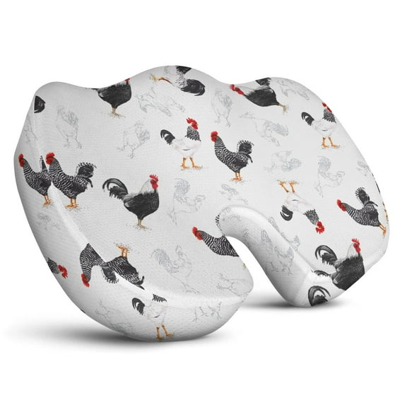 Premium Chickens Pattern Memory Foam Seat Cushion Ergonomic Chair Pad for Office Chair, Car, Airplane & Bleachers Sciatica, Tailbone Hip & Back Pain Relief - Chair Cushion for Long Office Workers.