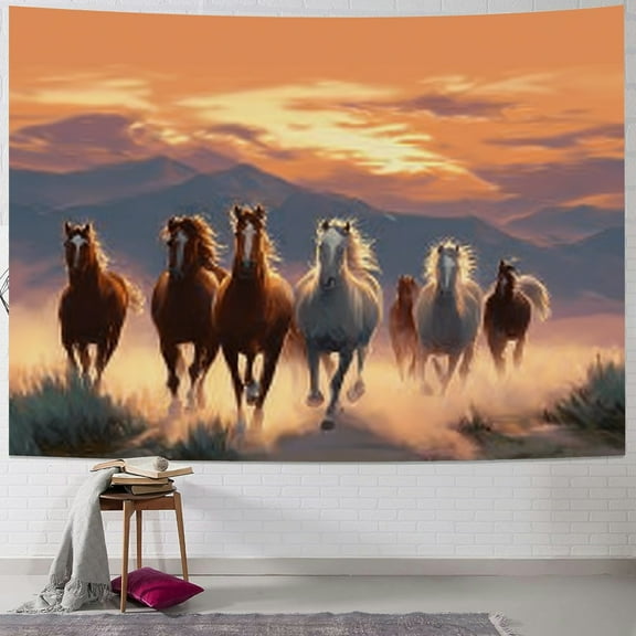 BCIIG Horses Desert Sunset Tapestry Wall Hanging Home Decor 40x30inch