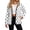 Black‑White Polka Dot, variant on Green Boho Floral Fleece Jacket Women Sherpa Lined Winter Coat, Warm Sherpa Fleece Lined Women Jacket, Snap Front Stand Collar with Pockets, Loose Fit, for Daily Casual Wear, Medium