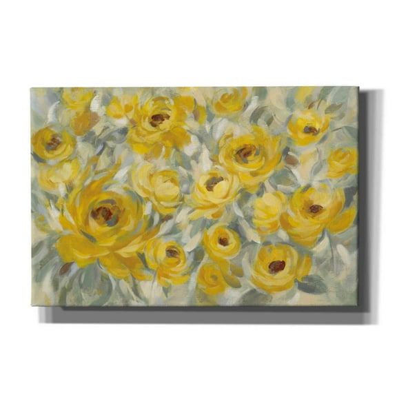 Epic Graffiti 'Yellow Roses' by Silvia Vassileva, Canvas Wall Art, 18"x12"
