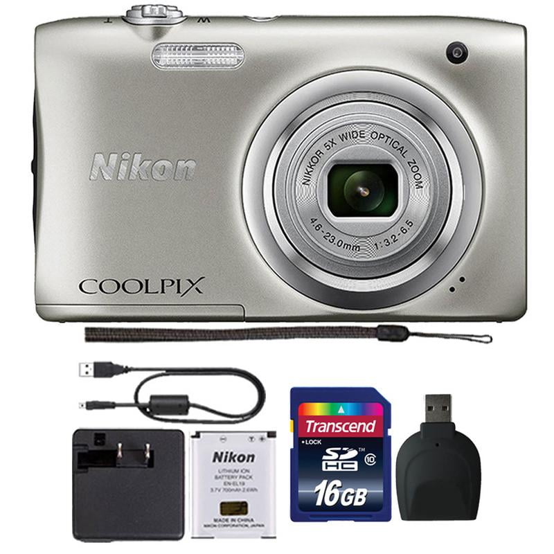 Nikon Coolpix A100 20.1MP Compact Digital Camera Silver with Accessory
