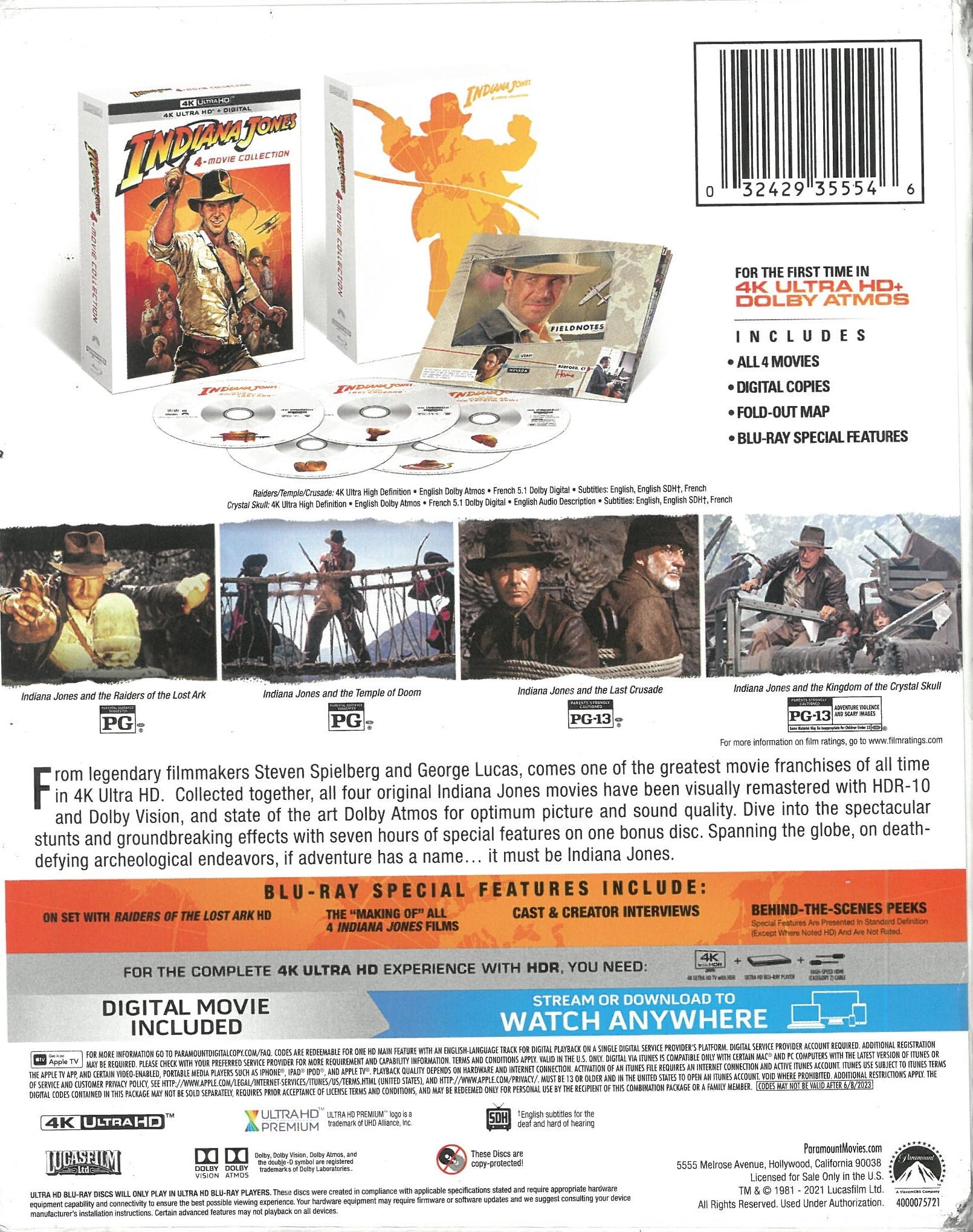 Paramount Home Video, 4-Movie Collection, Indiana Jones 4K UHD