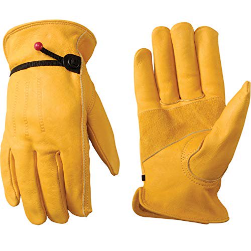 Men's Leather Work Gloves with Adjustable Wrist, Extra Large (Wells Lamont 1132XL)
