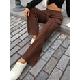thumbnail image 6 of Womens Wide Leg Sweatpants High Waisted Baggy Pants Drawstring Athletic Joggers Coffee Color S, 6 of 9