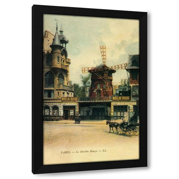 Vintage Apple Collection 10x14 Black Modern Wood Framed Wall Art Titled - Moulin Rouge