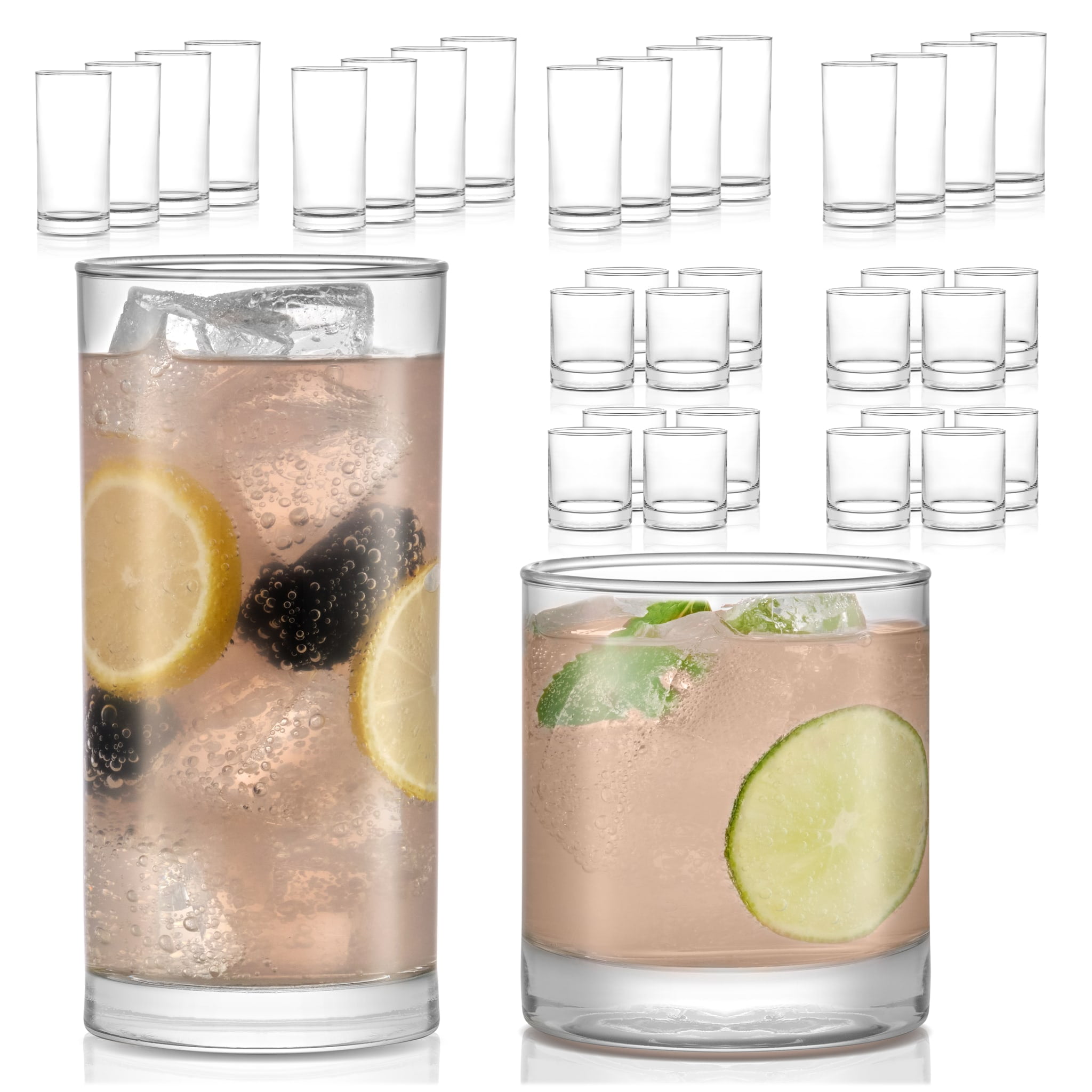 Libbey, Tumbler and Rocks Glass Set, 16 pcs, Elegant Modern