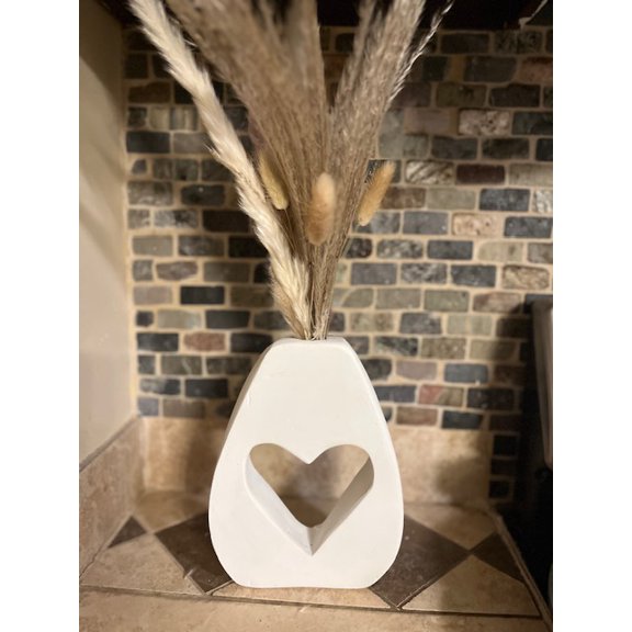 Handcrafted White Heart Cutout Vase