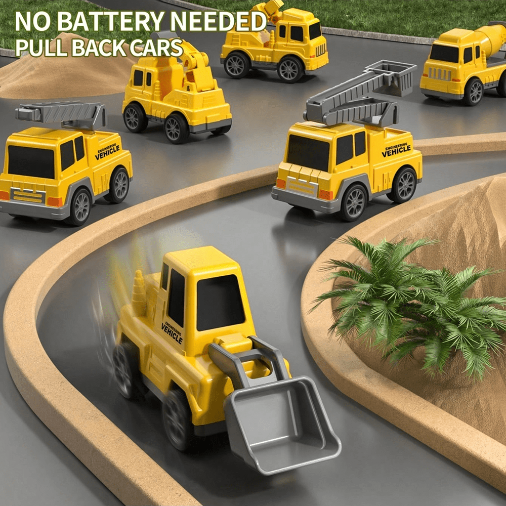 Kids Toddler Construction Car Toys Toys, Baby Track Toys Sound and Light Big Truck 6 Small Construction truck Toys Friction Powered Cars Trucks Crane Mixer Excavator for 3 4 5 6 7 8Years Old