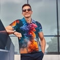 thumbnail image 6 of Balery Modern Art Red And Blue Colors Printed Men’s Short Sleeve Polo Shirt, Midweight Men's Shirt,Golf Polo shirts -4X-Large, 6 of 8