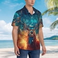 thumbnail image 3 of Disketp Celestial Stag Cosmic Glow Hawaiian Shirts for Men,Mens Casual Short Sleeve Button Down Shirts Beach Shirt,Medium, 3 of 7