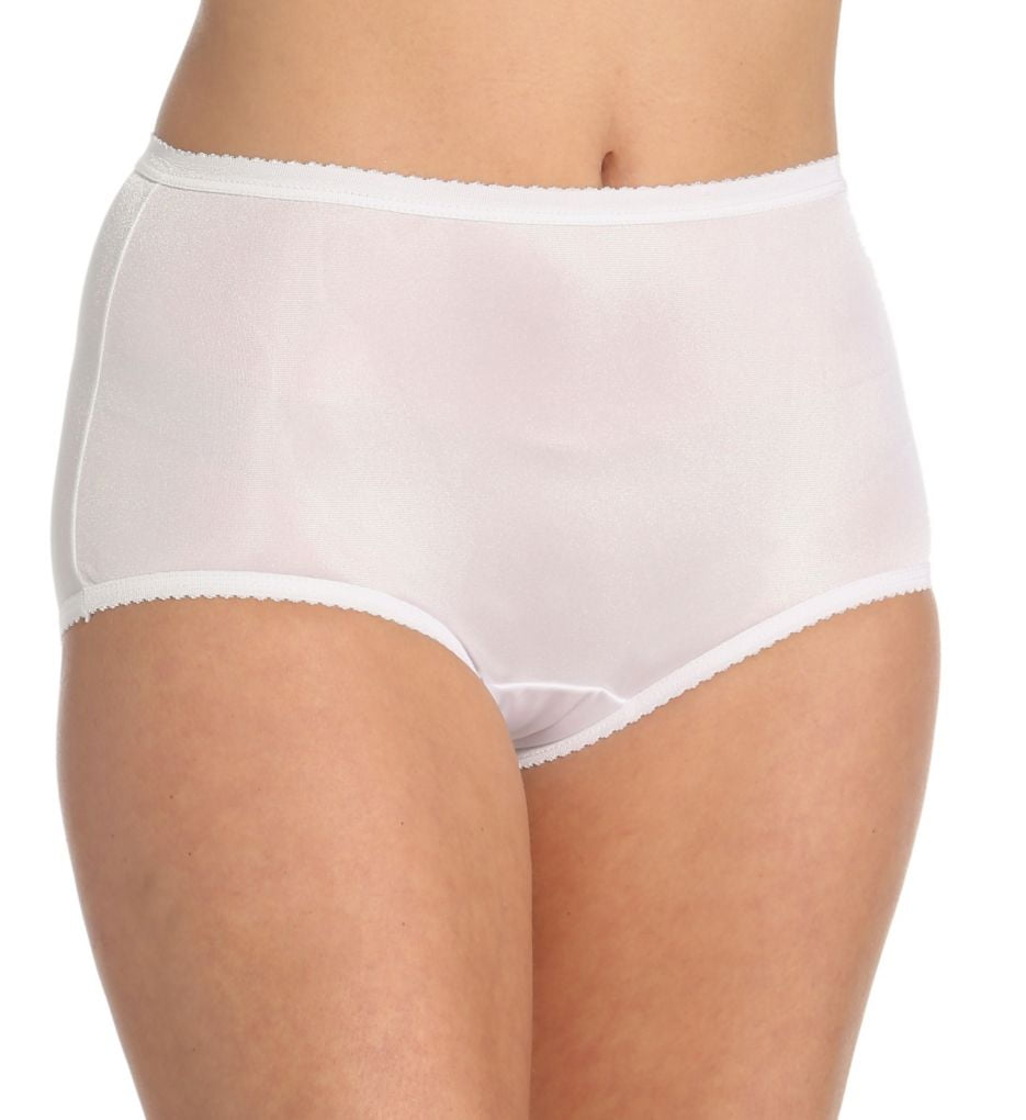 Women S Shadowline Nylon Modern Brief Panty White Walmart Com