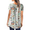 thumbnail image 3 of Blusa con estampado de manga corta y cuello redondo con botones informales y cómodos a la moda para mujer OAVQHLG3B Store  lin121212, 3 of 3