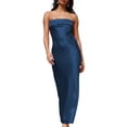 thumbnail image 1 of Vestido largo Realtix de seda satinada sin espalda para mujer, 1 of 1