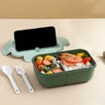 thumbnail image 4 of Fiambrera Bento aislante 1100ml – Compartimento hermético para alimentos con cubiertos, microondas y lavavajillas, plástico sin BPA, azul/rosa/verde, 4 of 7